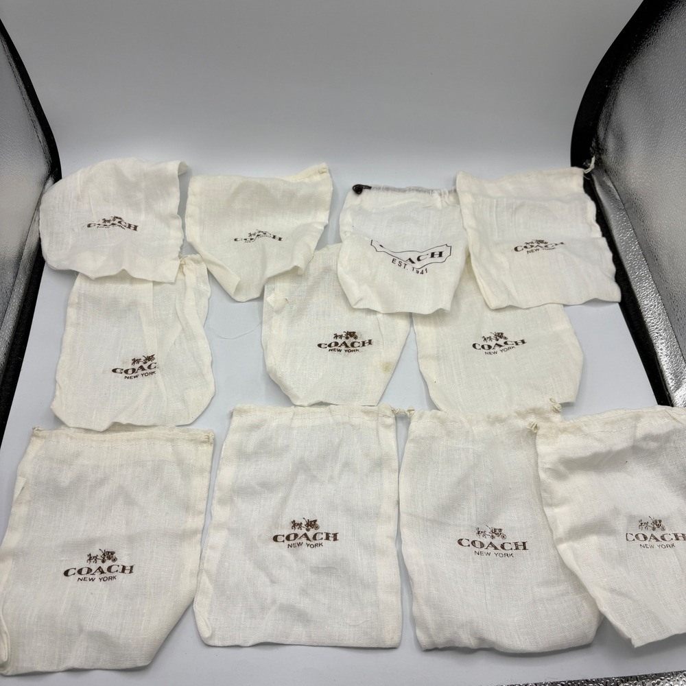 Coach New York Dust Bags Lot of 11 White Drawstring Pouches Assorted Sizes